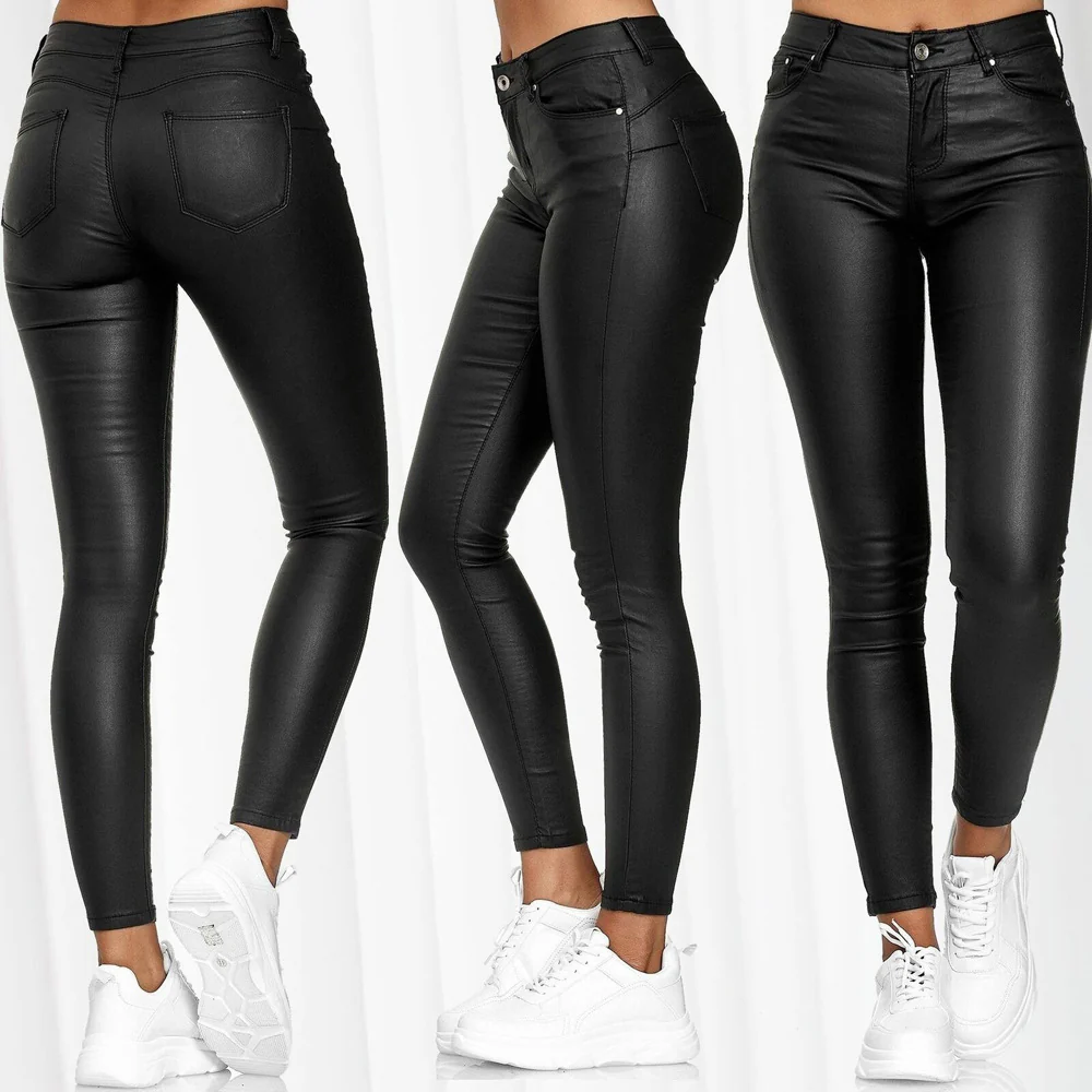 New Pu Slim And Fashionable Casual Trousers Pu Leather Pants